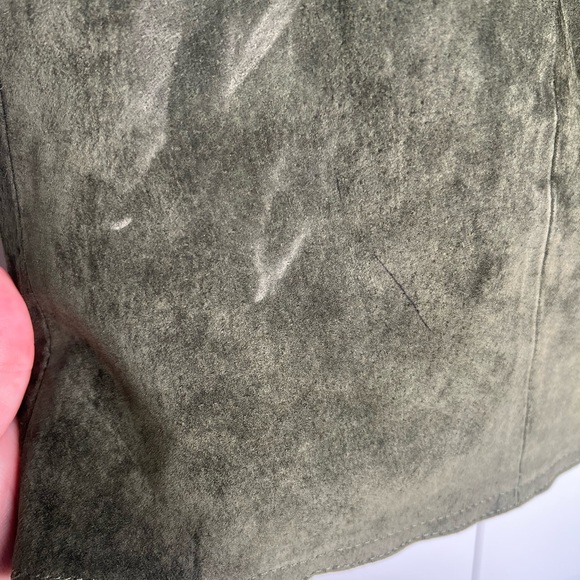 Zara 100% Suede Pig Leather Front Zip Mini Skirt Women’s Size Large - Picture 3 of 5